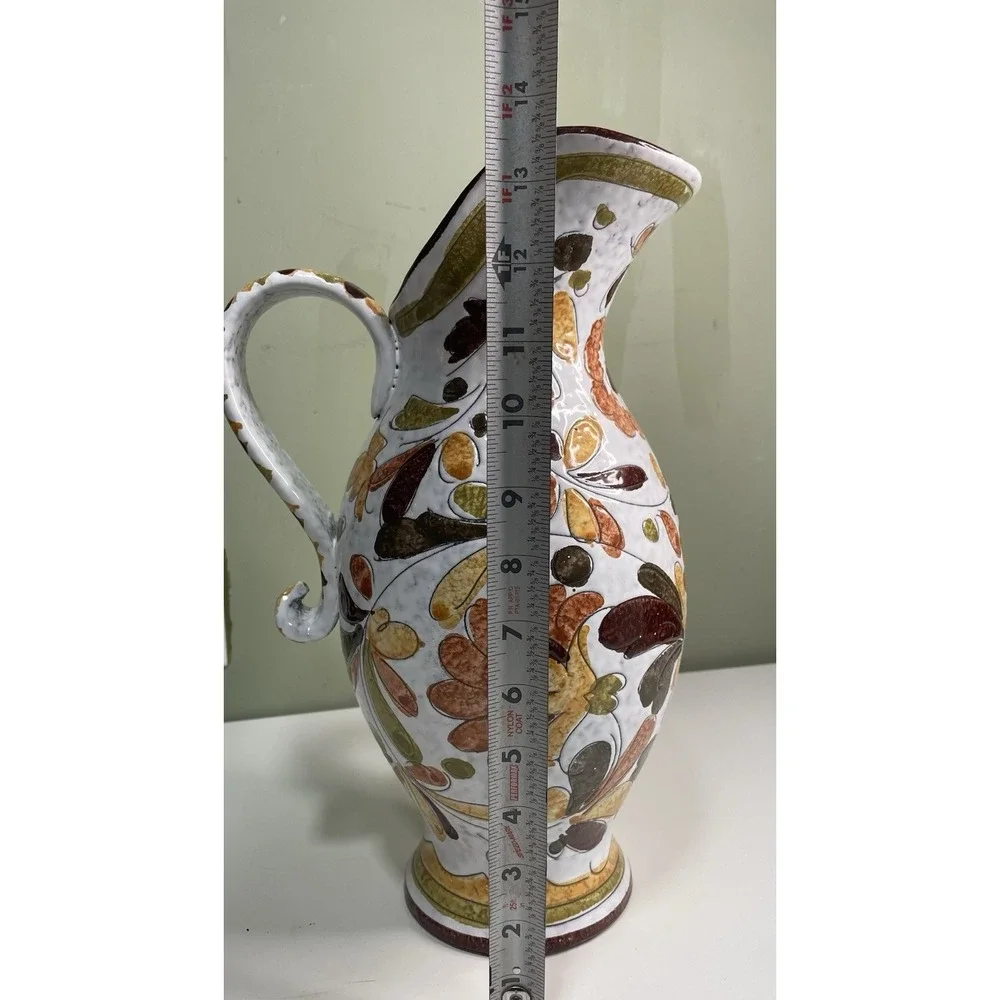 Vintage Jay Willfred‎ Italy Ceramic Pitcher Vase Floral Decor